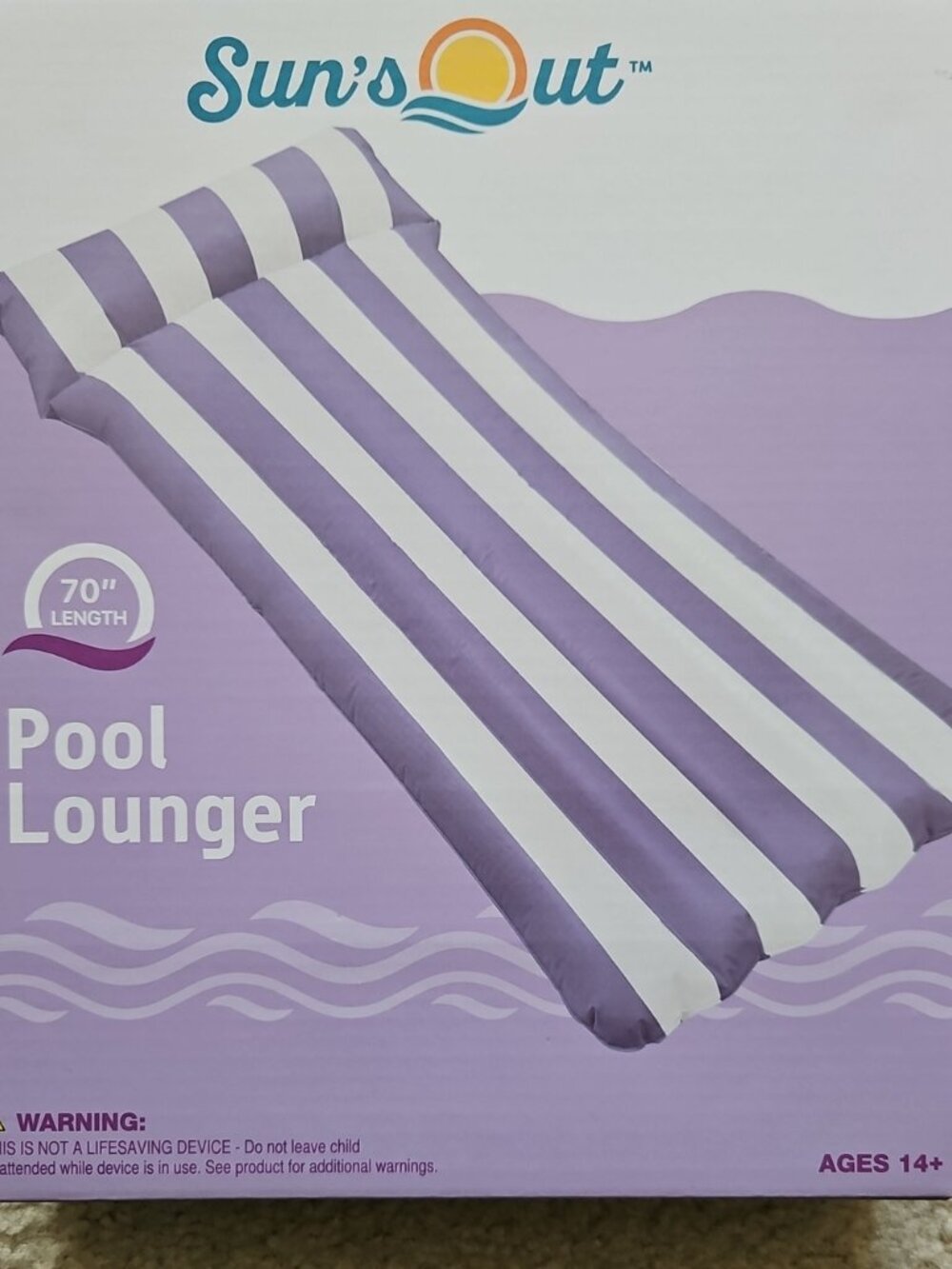 Sun's Out 70" Length Pool Lounger Purple Stripes
